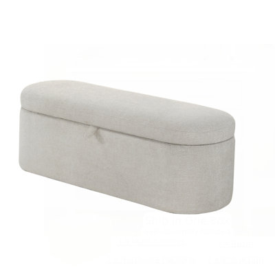 Philipa Storage Bench-Oatmeal Tweed