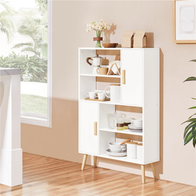 Modern Open Bookcase with 2 Storage Cabinets