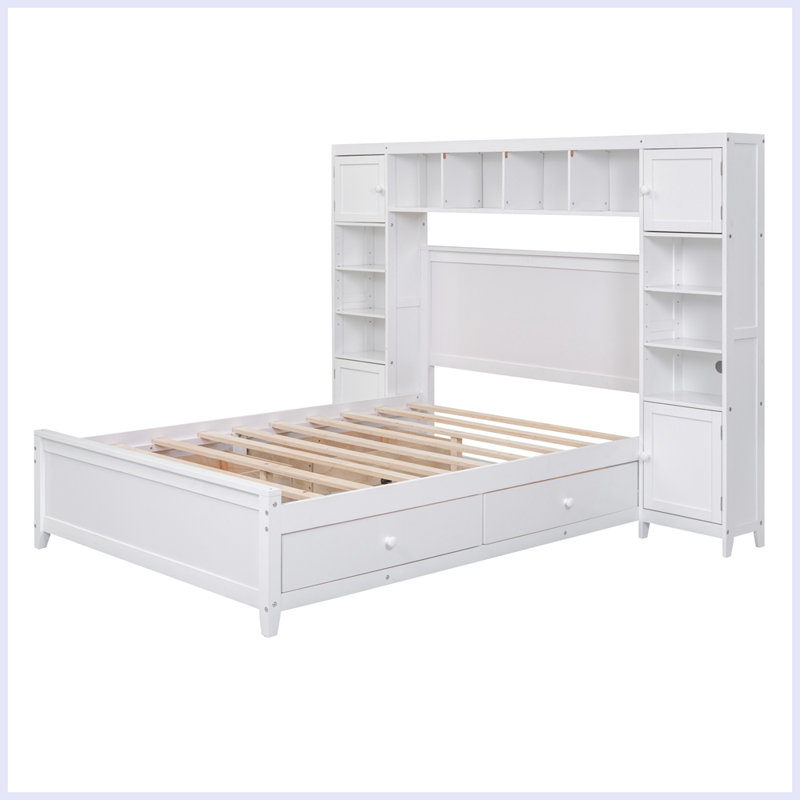 Lit plat avec fonction de rangement, Blanc
