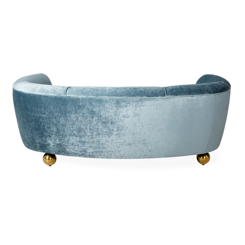Parker Curved Sofa - Ball feet, Brussels Powder Blue Velvet