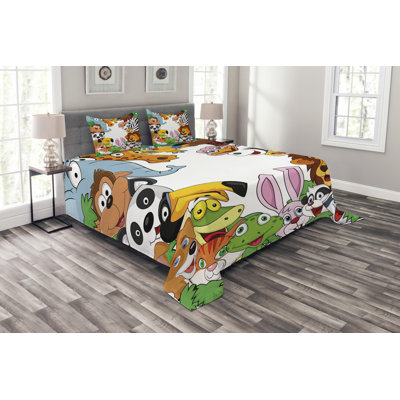 Adwoa Polyester No Pattern Bedspread with Pillow Shams