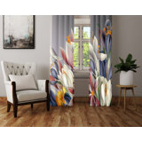 Polyester Semi Sheer Curtain Panel Pair