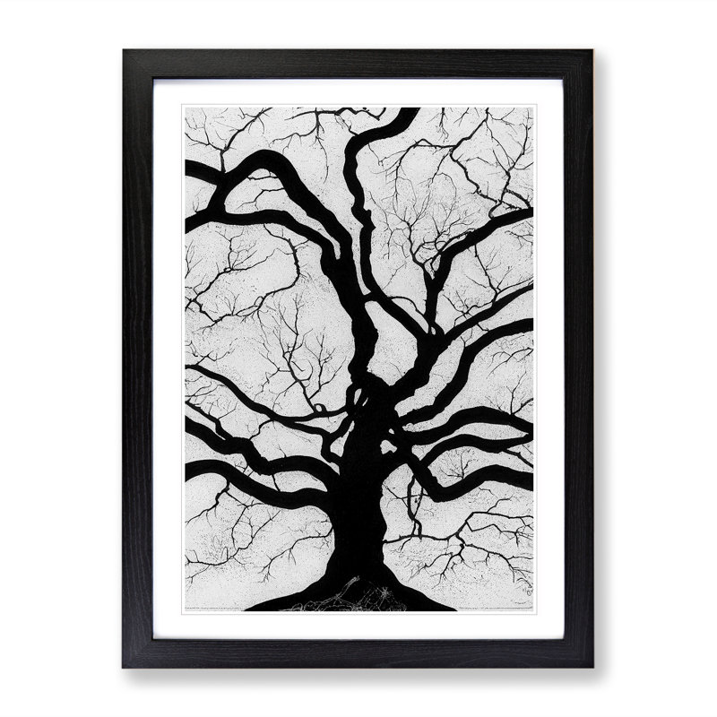 Monochrome Tree Art No.3 - Framed Print, Black, 64cm H x 46cm W
