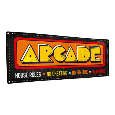 " Distressed, Arcade Rules Metal Sign "