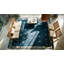 Blue Antique 1880s Allover Geometric Hand Knotted Pile Wool Rectangle Rug