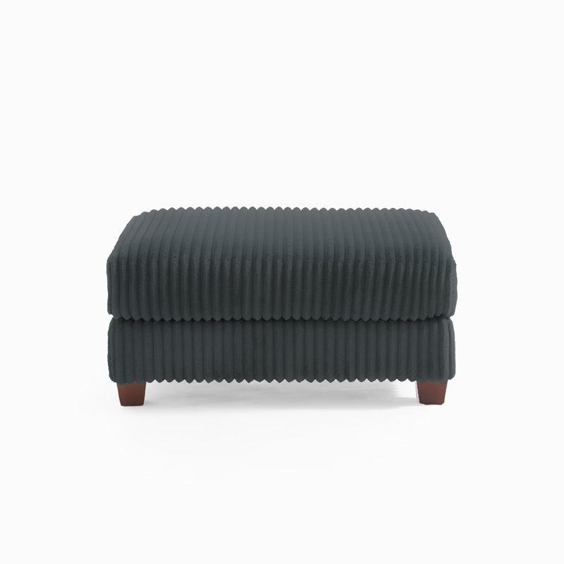 Ermia 92Cm Wide Rectangle Footstool Ottoman, Dark Grey