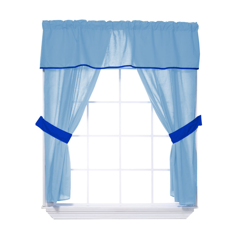 Semi Sheer Sliding Panel Pair, Light Blue/Royal Blue