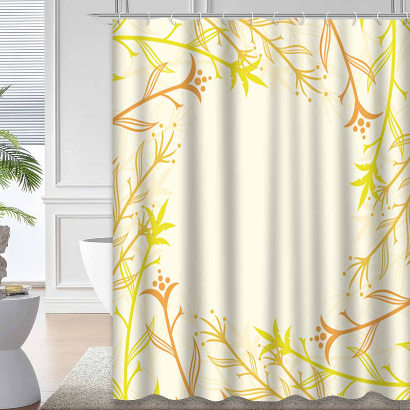 Rideau de douche à motif floral avec 12 crochets, L 72 po x l 72 po
