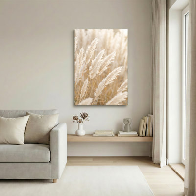 Beige Pampas Grass Stalks In Sunlight Canvas Wall Art