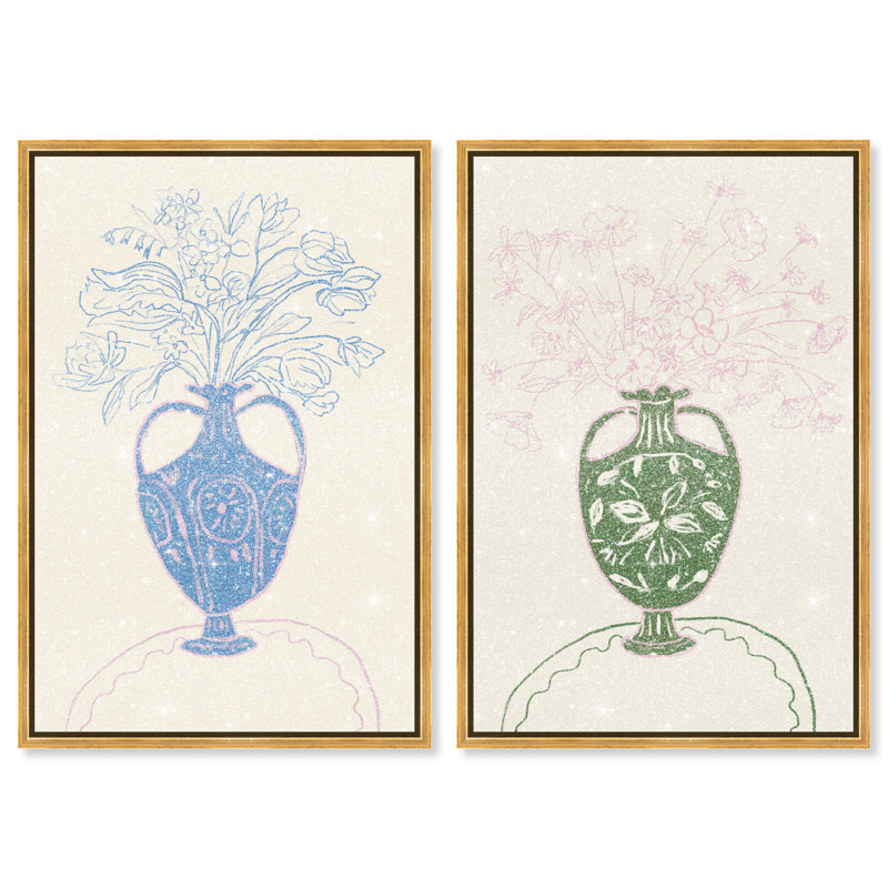 Flower Sutdio Set Set by Oliver Gal, 37" H x 25" W, Gold Floater Frame