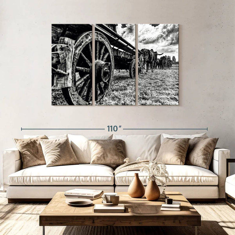 Mehar Bullocks Pulling A Wagon, 48" H x 74" W