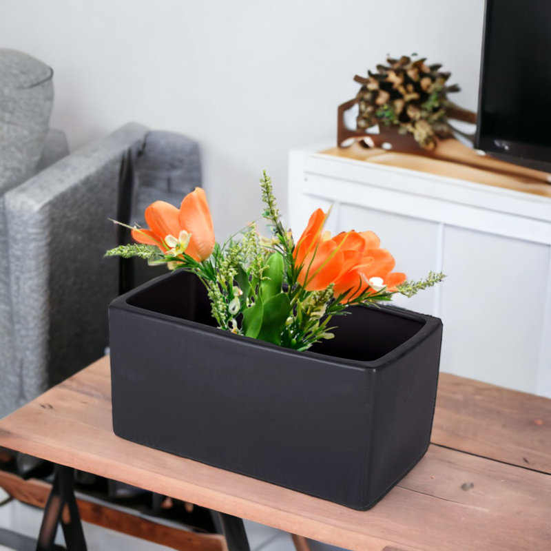 Camarena Handmade Ceramic Pot Planter, Black
