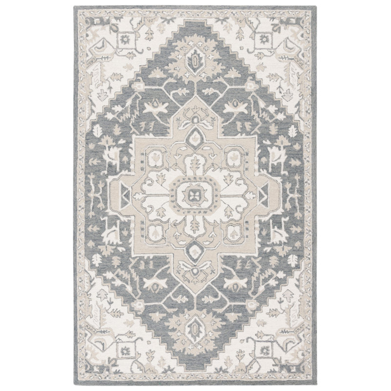 Tapis gris / ivoire en laine / coton touffeté à la main Percy Lauren Ralph Lauren, Rectangle 4 pi x 6 pi