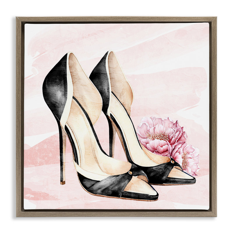 Cadre flottant Glam Time Heels, design par Kim Allen, H 18 po x l 18 po, Montalcino orme flottant encadré