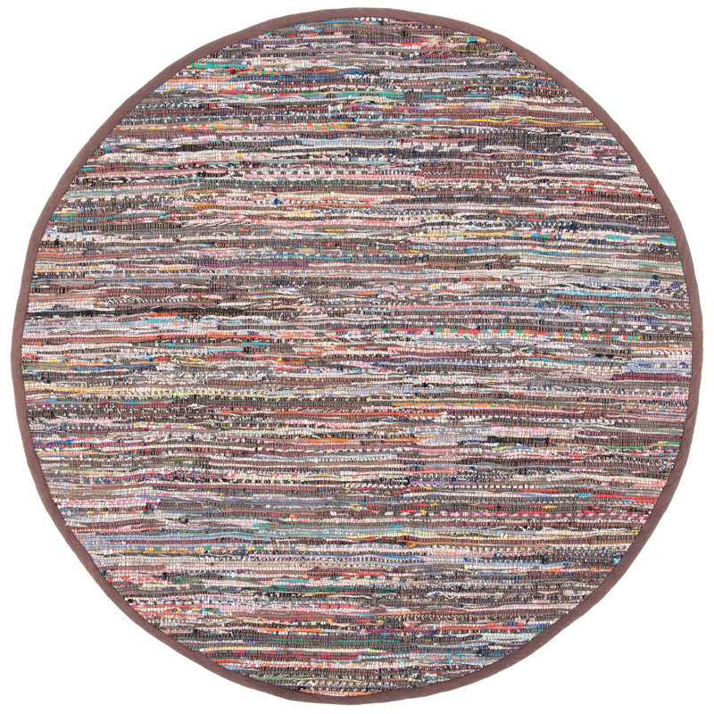 Bussard Rug Hand Woven Cotton Abstract Rug, Round 6'
