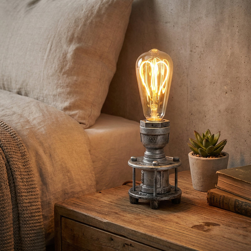 Lampe de table industrielle Steampunk, lampe de bureau rétro avec culot E26, lampe de chevet rustique en métal avec interrupteur marche / arrêt pour la chambre à coucher, le salon et le bureau