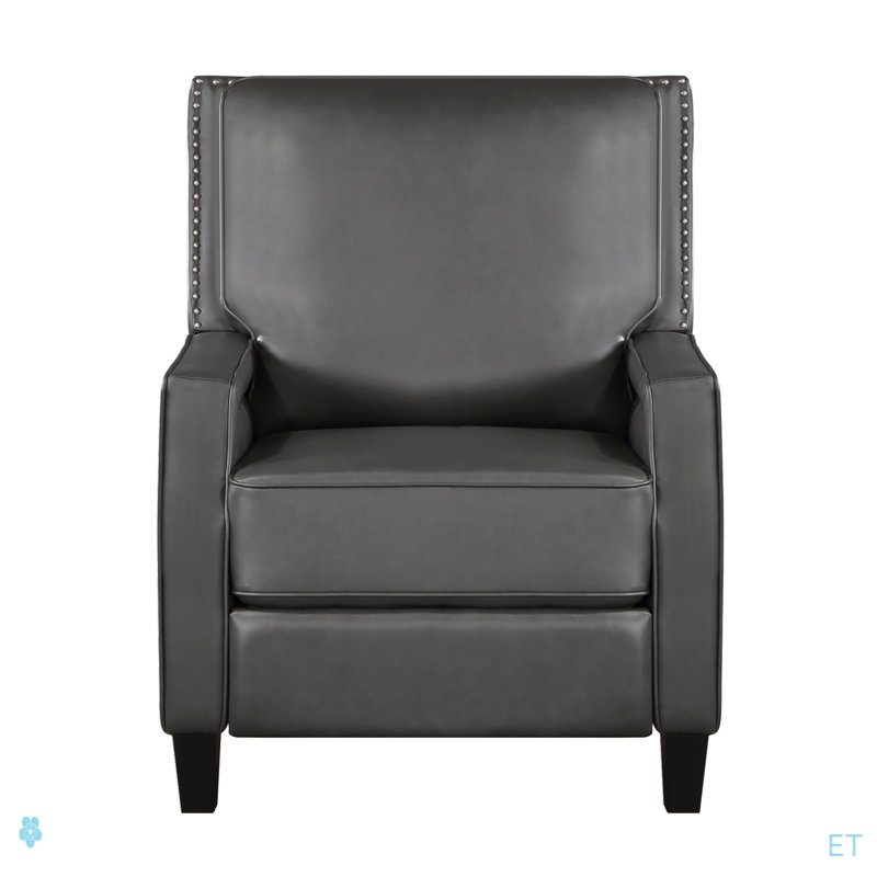 Push Back Reclining Chair  Self-Reclining Motion Chair 1Pc Cushion Seat Solid Wood Frame Modern Living Room Furniture, Gray