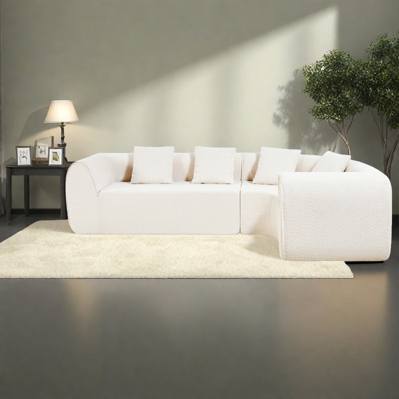 Modern L-shaped Sectionals, Foam & Polyester, Sleek Design For Living Room
