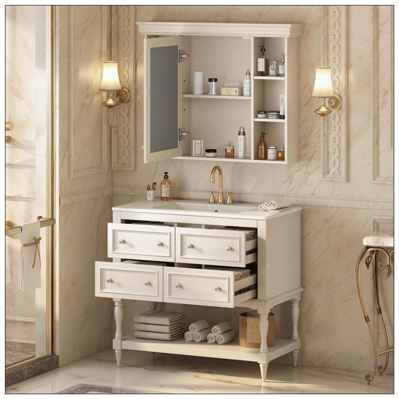 Armoire à pharmacie 4 tiroirs Modern, Beige