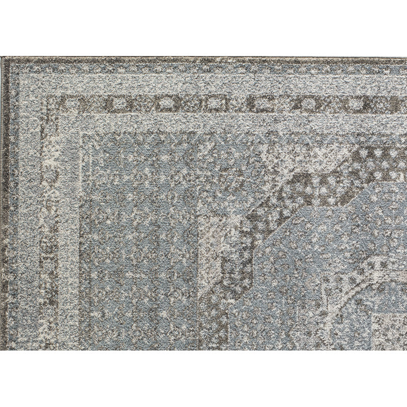 Tapis bleu clair / brun Meeks, Rectangle 8 pi x 10 pi