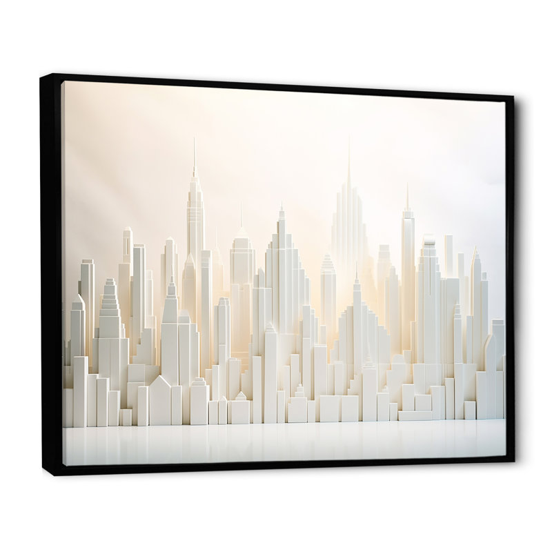 Impression sur toile encadrée Pearl Peaks Skycraper Skyline I - Skyscrapers, Cadre flottant noir, H 12 po x l 20 po x P 1 po