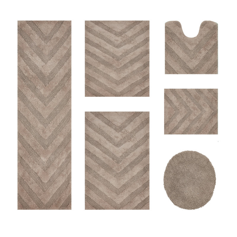 Ensemble de tapis pour salle de bain 6 pièces Annaclara Premium 100% coton 1990 GSM, Beige