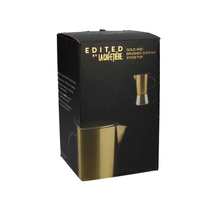 La Cafetiere Edited 4 Cup Stainless Steel Stovetop Brushed Gold
