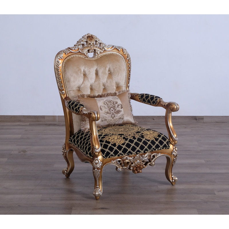 Saint Germain Armchair, Black/Gold/Light Brown
