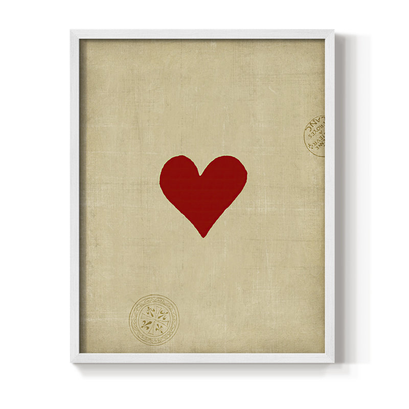 Small Heart Framed Print - Solid Wood, White, 20" H x 16" W