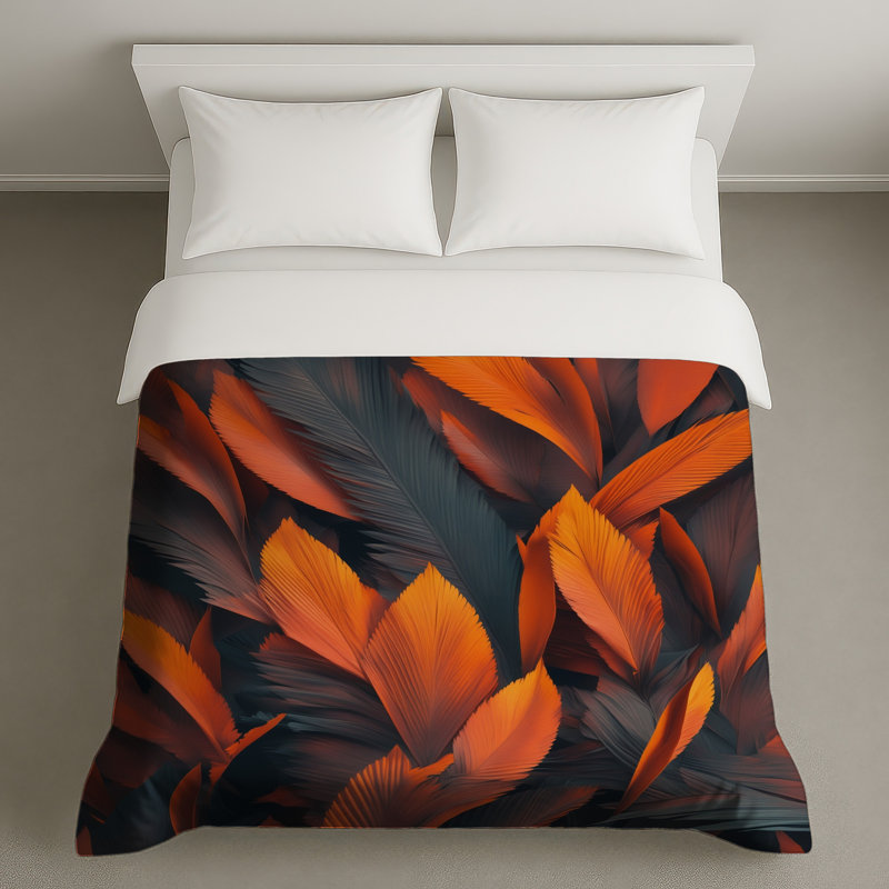 Housses de couette à feuilles orange, Lit simple