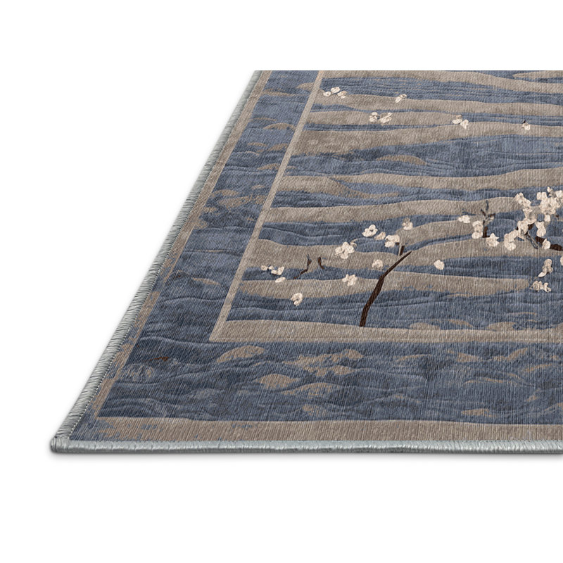 Tapis bleu lavable à la machine, Carré 5 pi