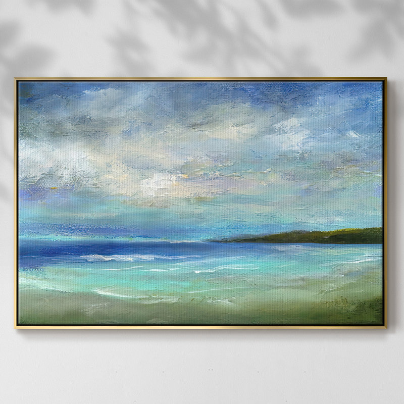 " Island Inlet ", 17" H x 25" W x 2" D, Gold Framed