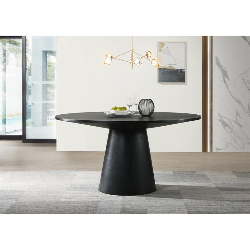 Table de salle à manger contemporaine noire Jacopo, H 31 po x L 59 po x l 59 po