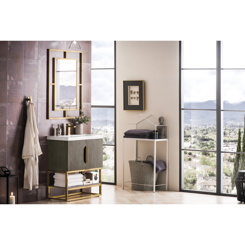 Keven 31.5'' W Single Vani, Ash Gray, Radiant Gold