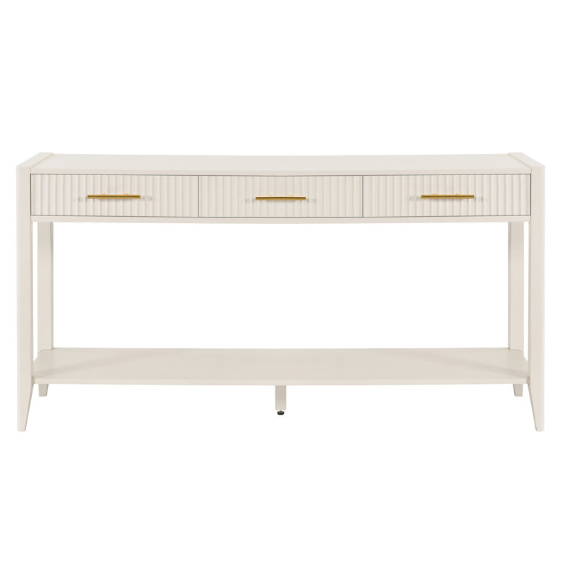 Ustyle Entryway Console With Metal Handles And Vertical Stripe Look Table Drawers Versatile Functionality