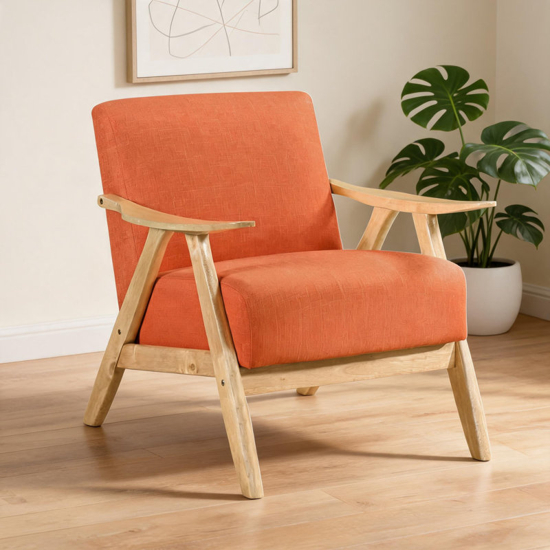 Chaise avec accoudoirs rembourrée Modern, Orange