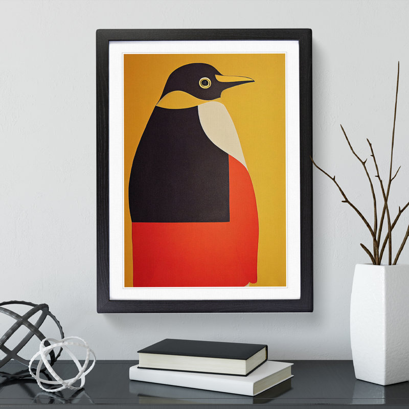 Modern Abstract Penguin No.2 - Framed Print, Black, 64cm H x 46cm W x 2cm D