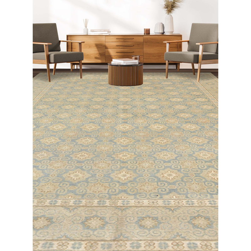 Hand Knotted Wool Moroccan Area Rug in Light Gray, Rectangle 12' x 15'
