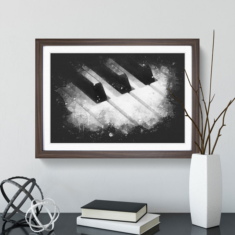 Keyboard Keys - Picture Frame Graphic Art Print, 33cm H x 45cm W x 2cm D, Walnut Framed
