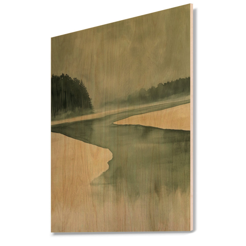 Estuaire du banc de sable tranquille I - Décoration murale en bois de Green River, H 40 po x l 30 po, Rectangulaire