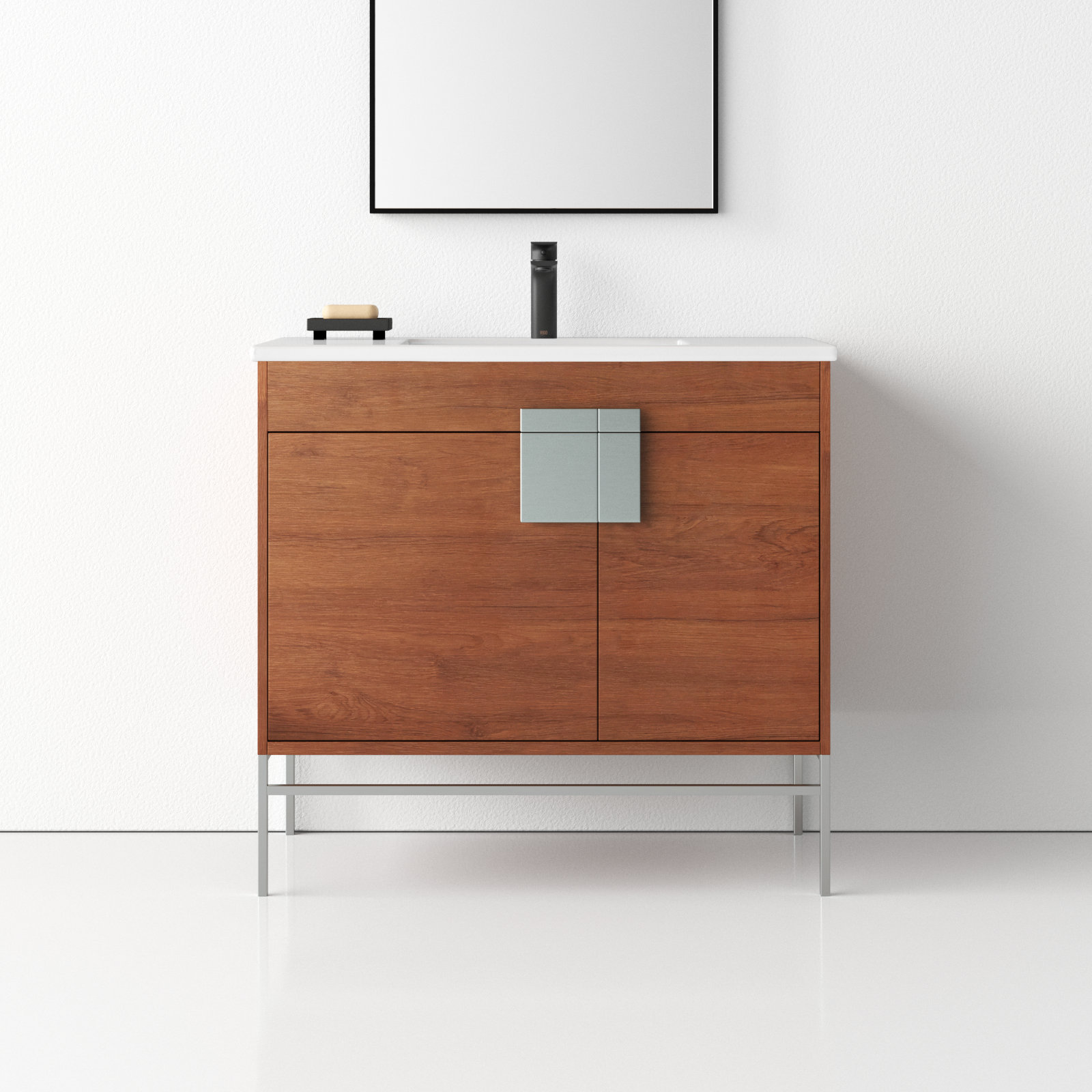 Maisie 36'' Single Bathroom Vanity, Polished Chrome, Walnut