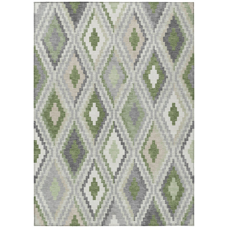Machine Washable Indoor/Outdoor Aten ACN2331 Diamond Rug, Rectangle 10' x 14'