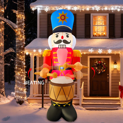 8 FT Lighted Christmas Inflatable Nutcracker Soldier With Exclusive Chest Drumming Design