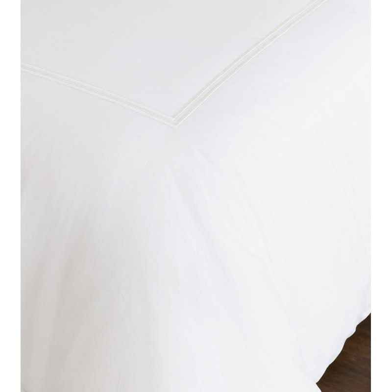 Enzo Cotton Percale Duvet Cover, White/Antique, Full Duvet Cover