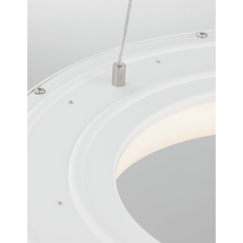 1 - Light LED Drum Pendant, 120cm H x 38cm W x 38cm D, White