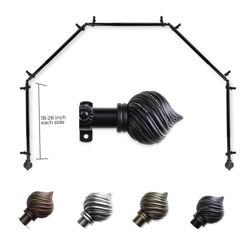 Tringle à rideaux simple réglable 0,81 po Amiya, 28 po à 48 po (chaque côté), Noir