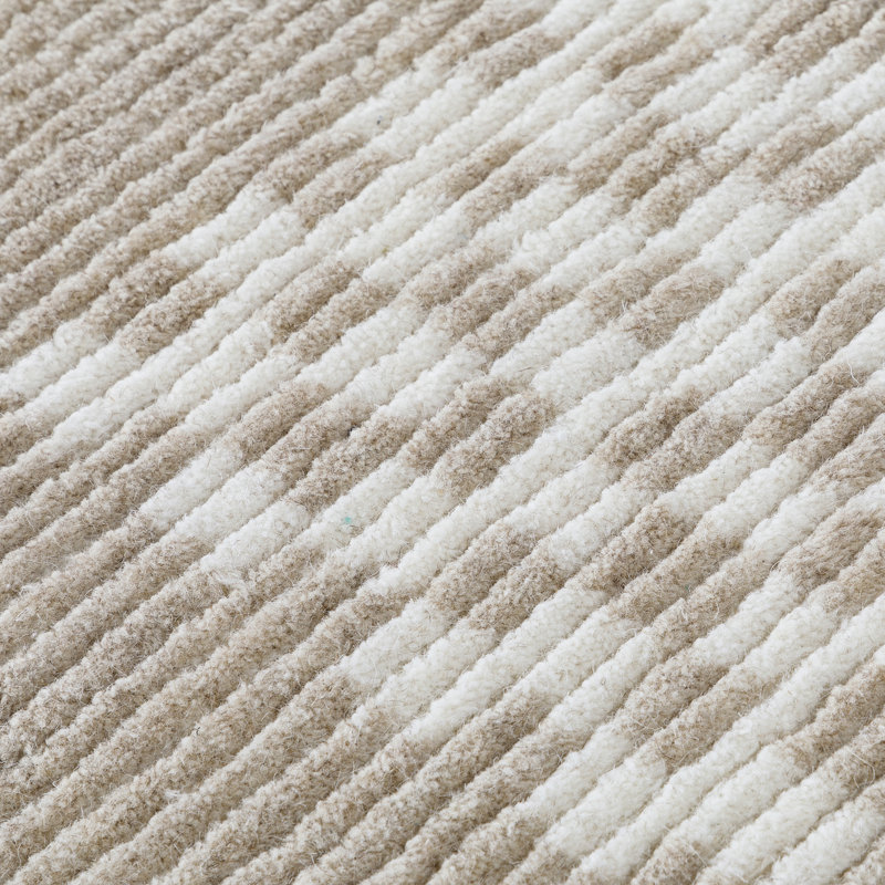 Rectangle Geometric Hand Tufted Wool Area Rug in Ivory/Gray, Rectange 7'6" x 9'6"