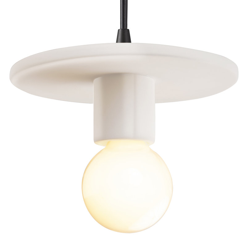 Luminaire suspendu à 1 lumière Leni, Blanc mat, Noir mat