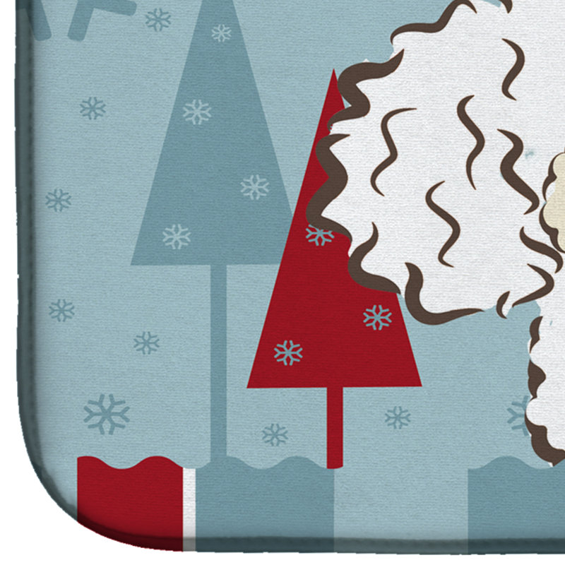Tapis de séchage caniche de noël winter, Blanc