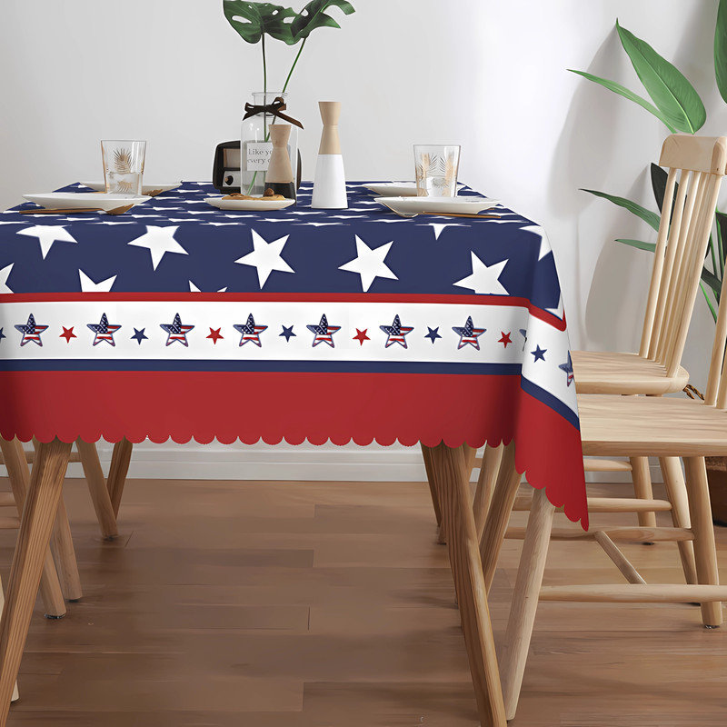 Nappe en polyester 4th Day ndependence Day, Étoile rayonnante bleue, L 86,6 po x l 0,02 po
